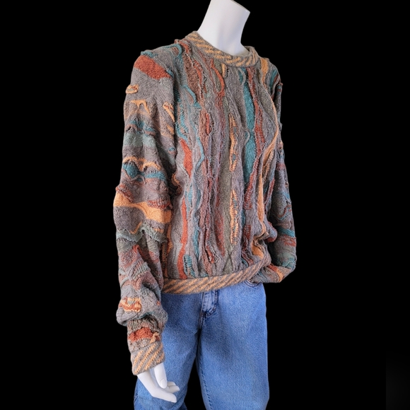 Vintage Coogi Classic 3D Texture Cable Knit Sweater 90s Australia Biggie XL - Picture 2 of 8